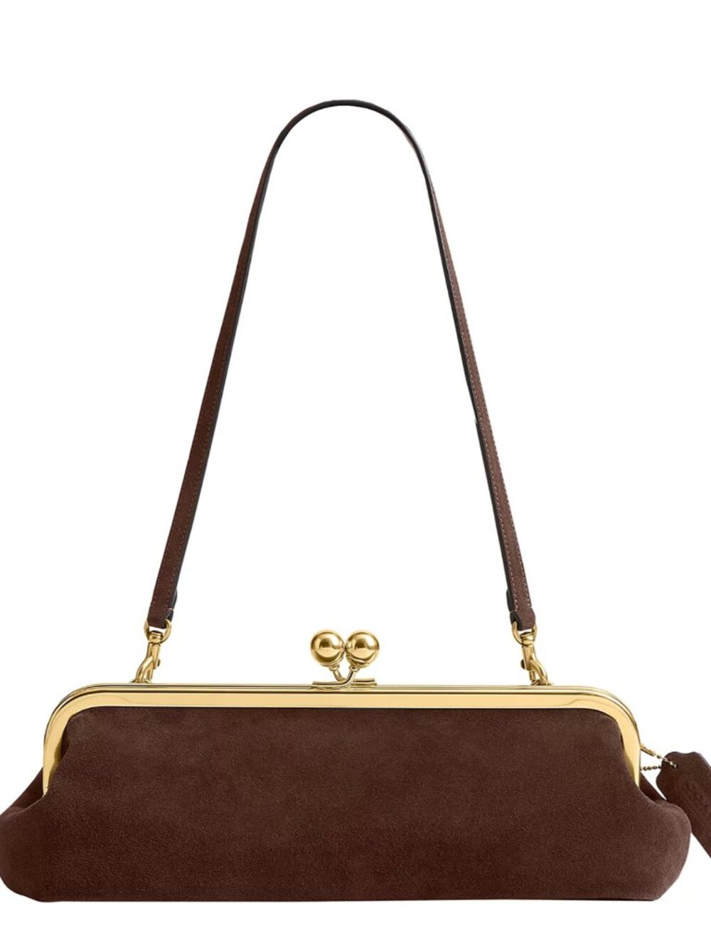 Coach CFR47 Suede Kisslock 30 Frame East West Shoulder Bag in Dark Chocolate NWT